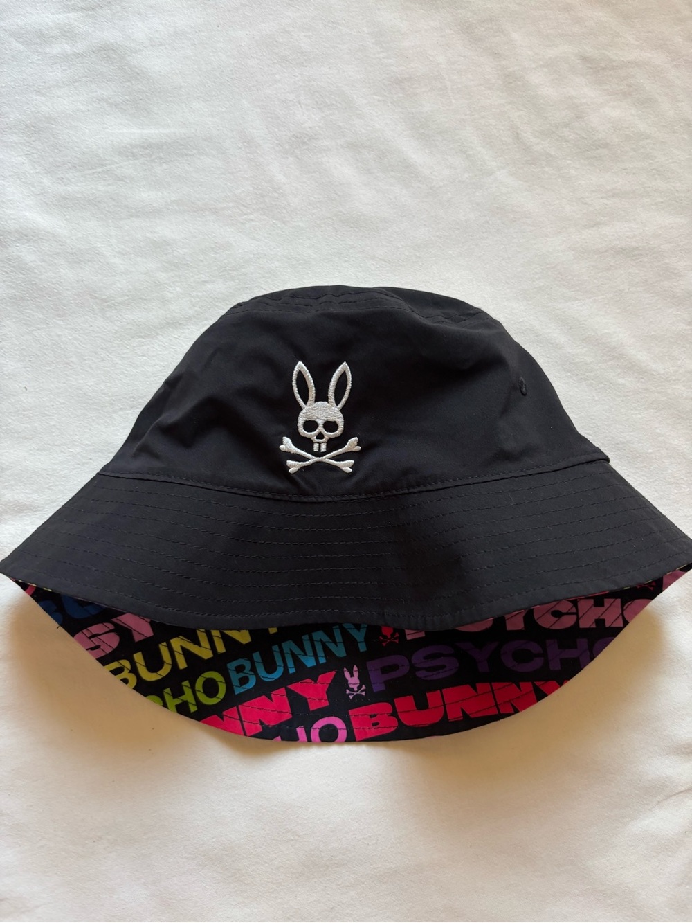 Psycho Bunny Tyrian Reversible Bucket Hat Black Multicolor OS - Picture 3 of 4